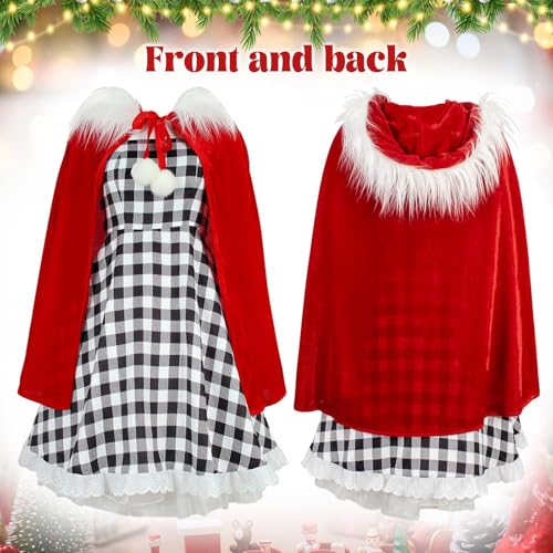 Disfraz rojo de Navidad para niñas con peluca y collar miniatura 2