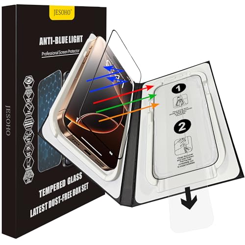 JESOHO Blue Light Blocking Screen Protector for iPhone 17/16 Pro (6.1)
