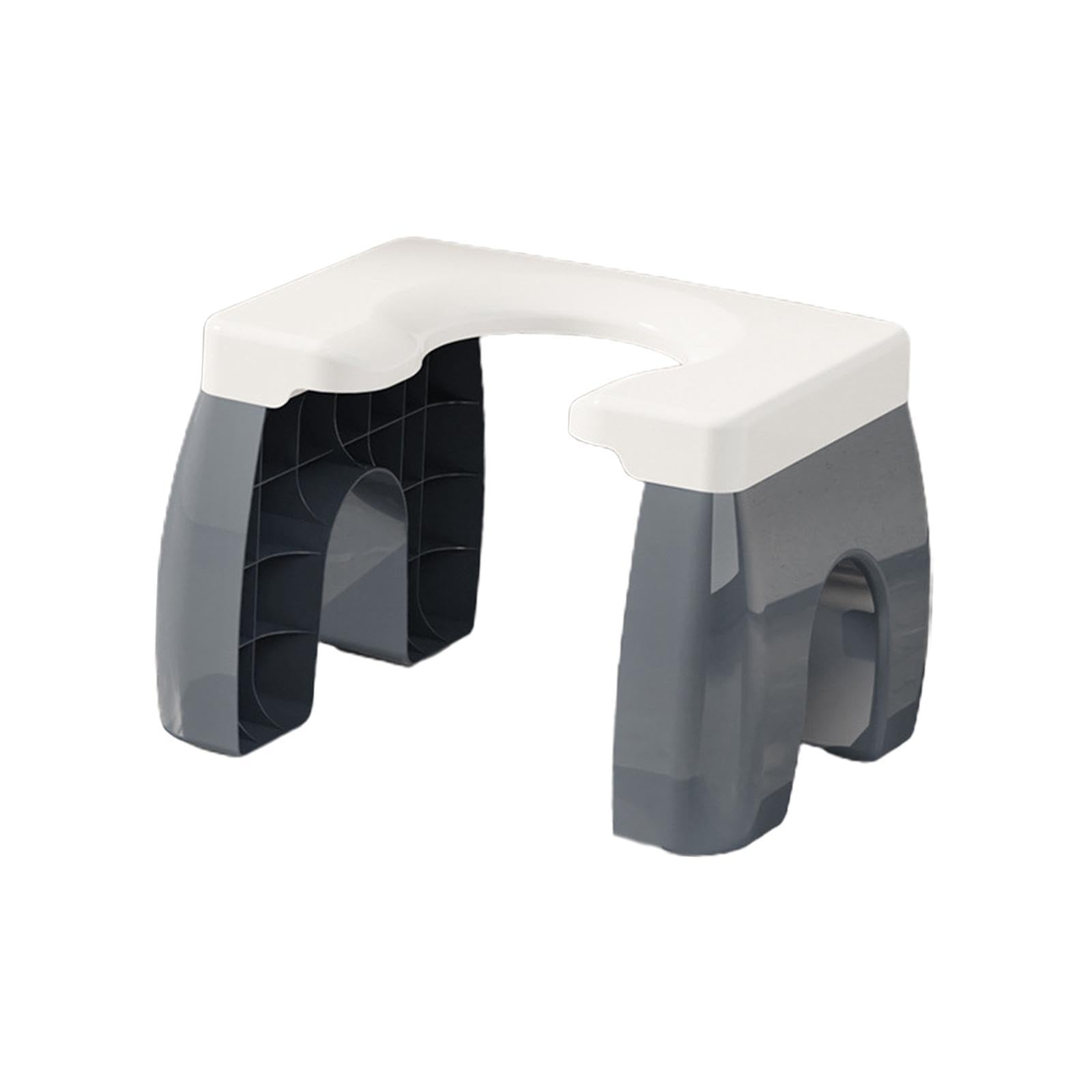 Banqueta para Inodoro Taburete Sanitario con Base Antideslizante Superficie Ancha Material Apto para Niños Adultos Y Mayores, Gris Blanco, Individual