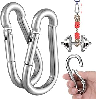 Aster 2PCS M10 Climbing Spring Hook 304 Stainless Steel Carabiner Hook Heavy Duty Carabiner Carabiner Keychain Clips for Hiking Climbing Hammock Dog Leash