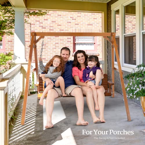 VINGLI Heavy Duty 660 LBS Wooden Swing Frame with Extra Bottom Connection Board, Upgraded A-Frame Porch Swing Bench Stand for Indoor & Outdoor (Brown)