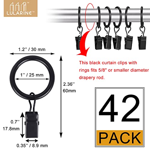 Lularine 42 Pack Curtain Rod Clip Rings,1 Inch Interior Diameter thumb #1