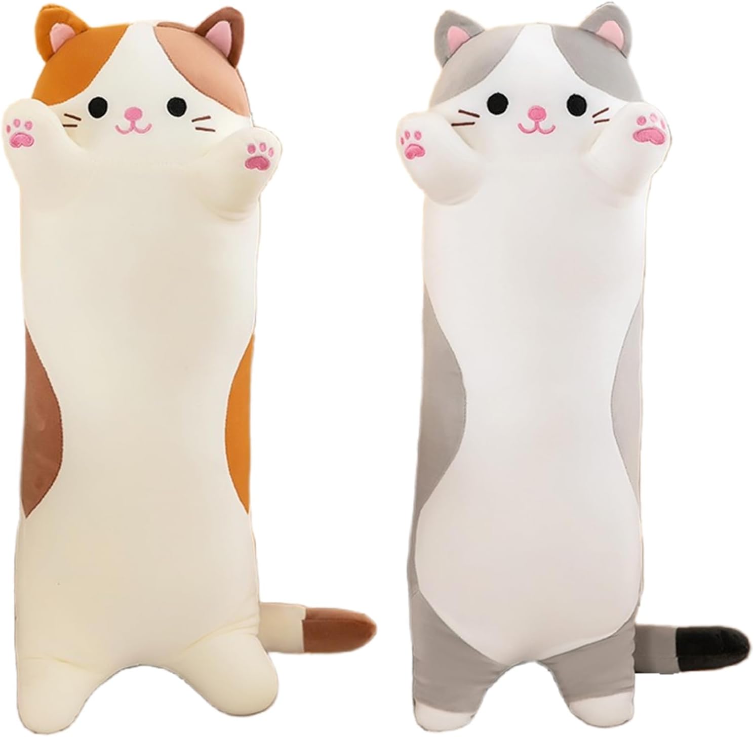 Cat Plush Stuffed Animals Cute Long Cat Body Pillow Plushies Soft Huggable Kitty Pillows for Girls Kids Adults Cat Lovers (New Gray, 27inch)