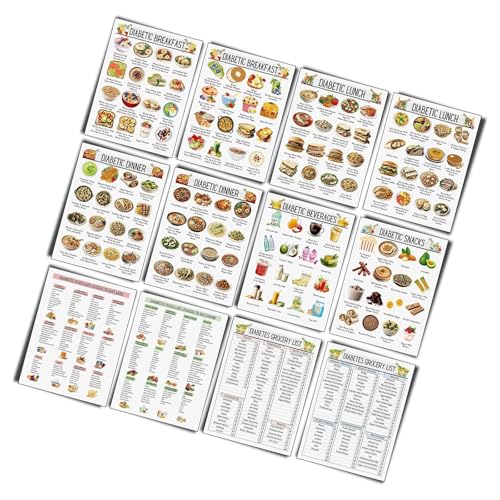 12pcs Diabete Food List Diabete Food Diagramm Mahlzeitenplaner Für Diabetiker Gesunder Lebensmittel Ernährungshandbuch Für Diabetiker 8x10inch Ungerahmtes Diabetic Diet Diagramm