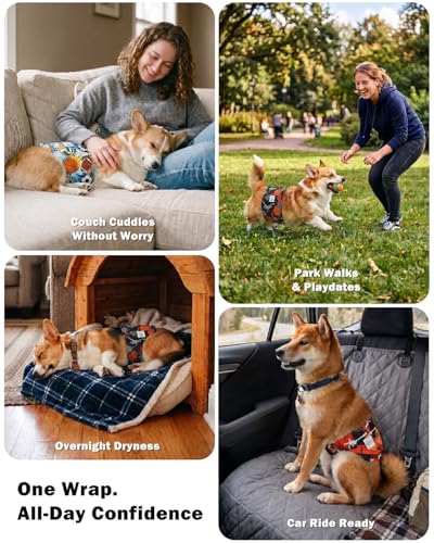 Image of CuteBone Dog Diapers Male Belly Bands 3 Pack for Male Dogs Reusable Puppy Wraps