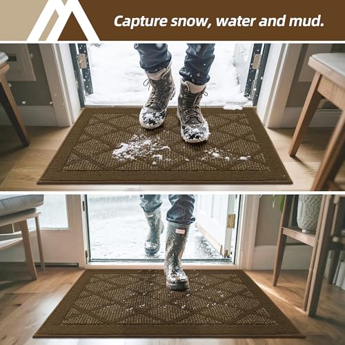 COSY HOMEER Non-Slip Door Mat 36"x60", Entryway Rugs Low Profile Absorbent Dirt Trapper Doormat for Front Entrance, Washable Polypropylene Entry Mat (Dark Brown) — view 2