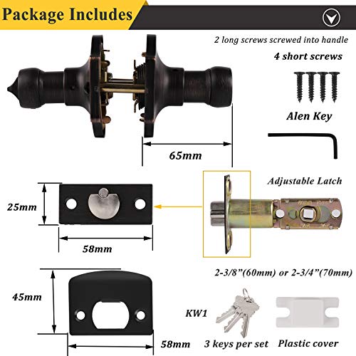 Probrico Keyed Entry Door Locks Camelot Style Wave Door Levers Oil Rubbed Bronze Stainless Steel Door Handles Interior & Exterior Door Locksets For Left & Right Hand Doors (85061Ob) #TOP4