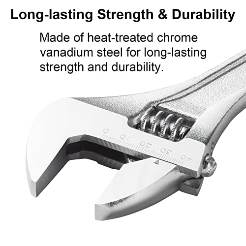 Image of Jetech 24-Inch Adjustable Wrench, Professional Heavy Duty, Chrome Vanadium Steel, Shifter Spanner with Inch /Metric Scale, Wide Caliber Opening, Rust-Resistant Finish, Extra-Long Leverage