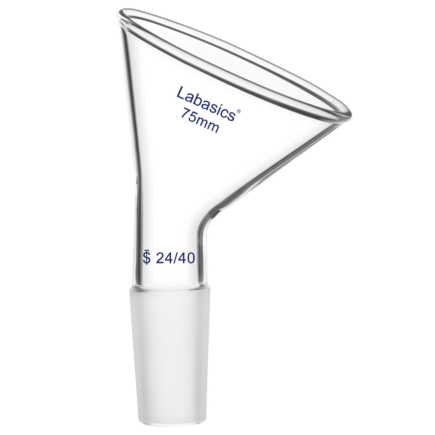 Labasics Glass Oblique Powder Funnel, Short Stem, Top Diameter with 24/40 Inner Joint, Chemical Resistant Filter Funnel for Laboratory Use, 2.95 inch