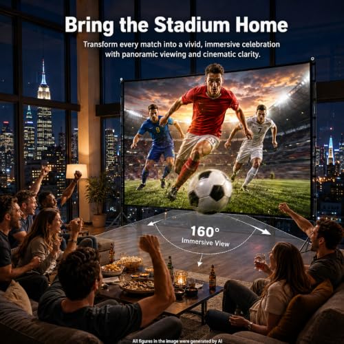 Image of Towond 120 inch Projector Screen with Stand, 4K HD 16:9 Foldable Anti-Crease Indoor Outdoor Movie Screen, Portable Projection Screen for Backyard Theater, Camping, and Sports Viewing Parties
