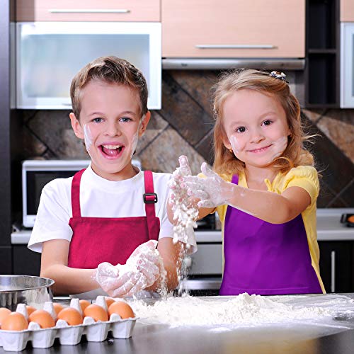 Syhood 6 Pieces Kids Apron With Pocket Adjustable Children Chef Apron For Baking Painting Cooking (Color 1, Large) #TOP5