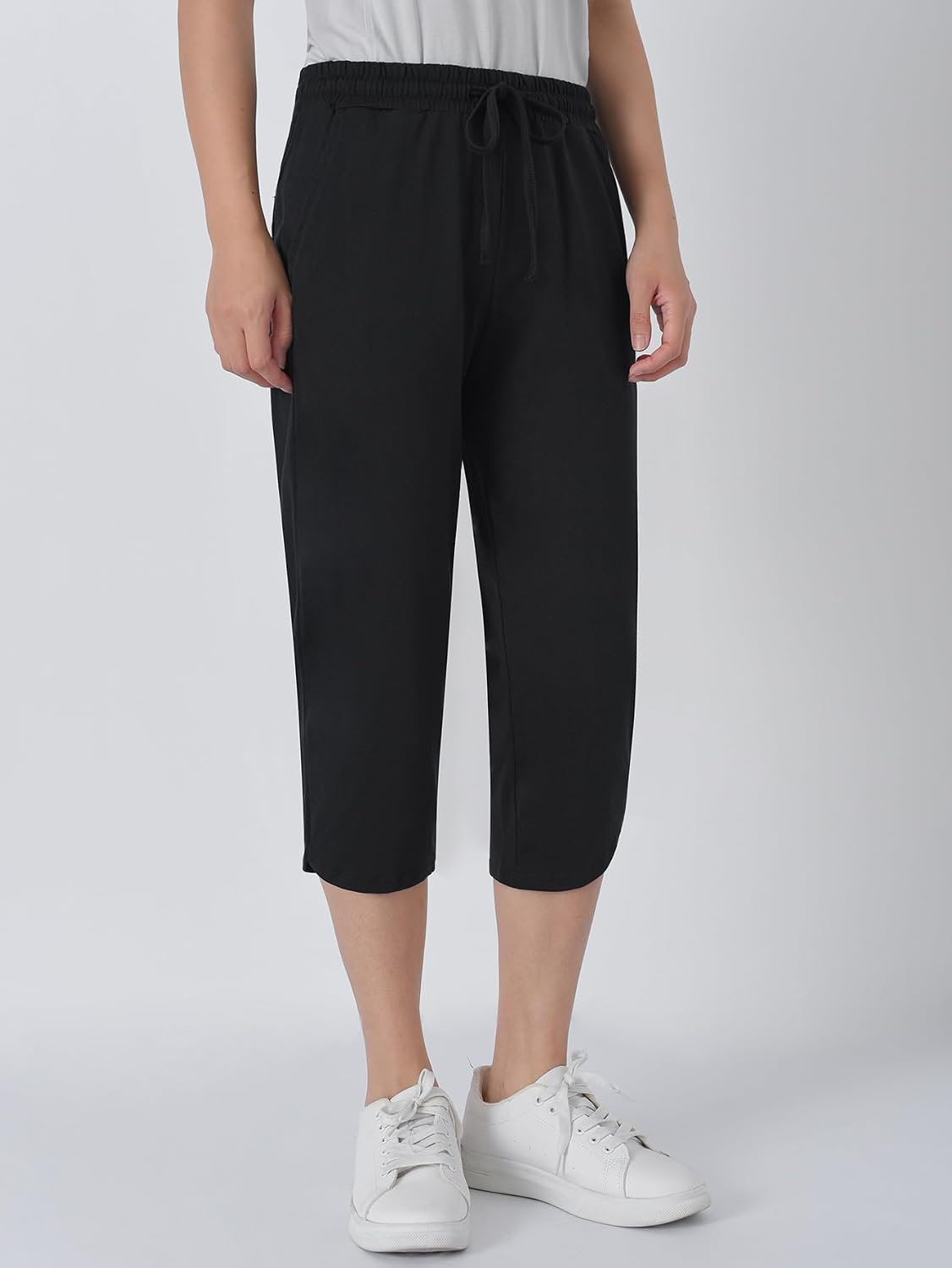 Weintee Women's 18" Petite Cotton Pull On Capris