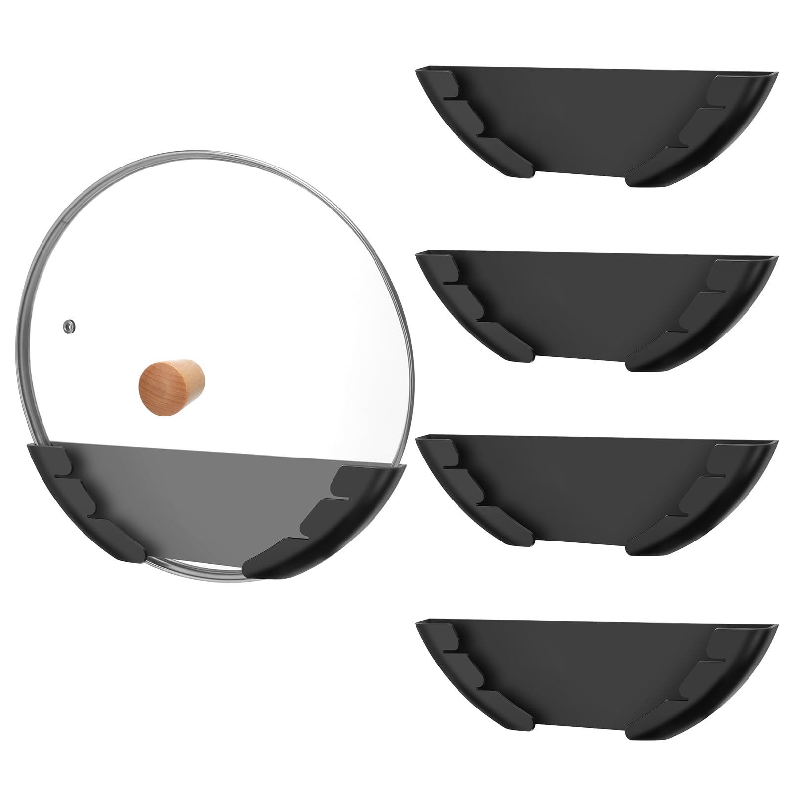 4er Pack Topfdeckelhalter Wand Set, Kunststoff Topf Abdeckung Halterung, Passend für 15-32 cm Große Pfannendeckel, Selbs