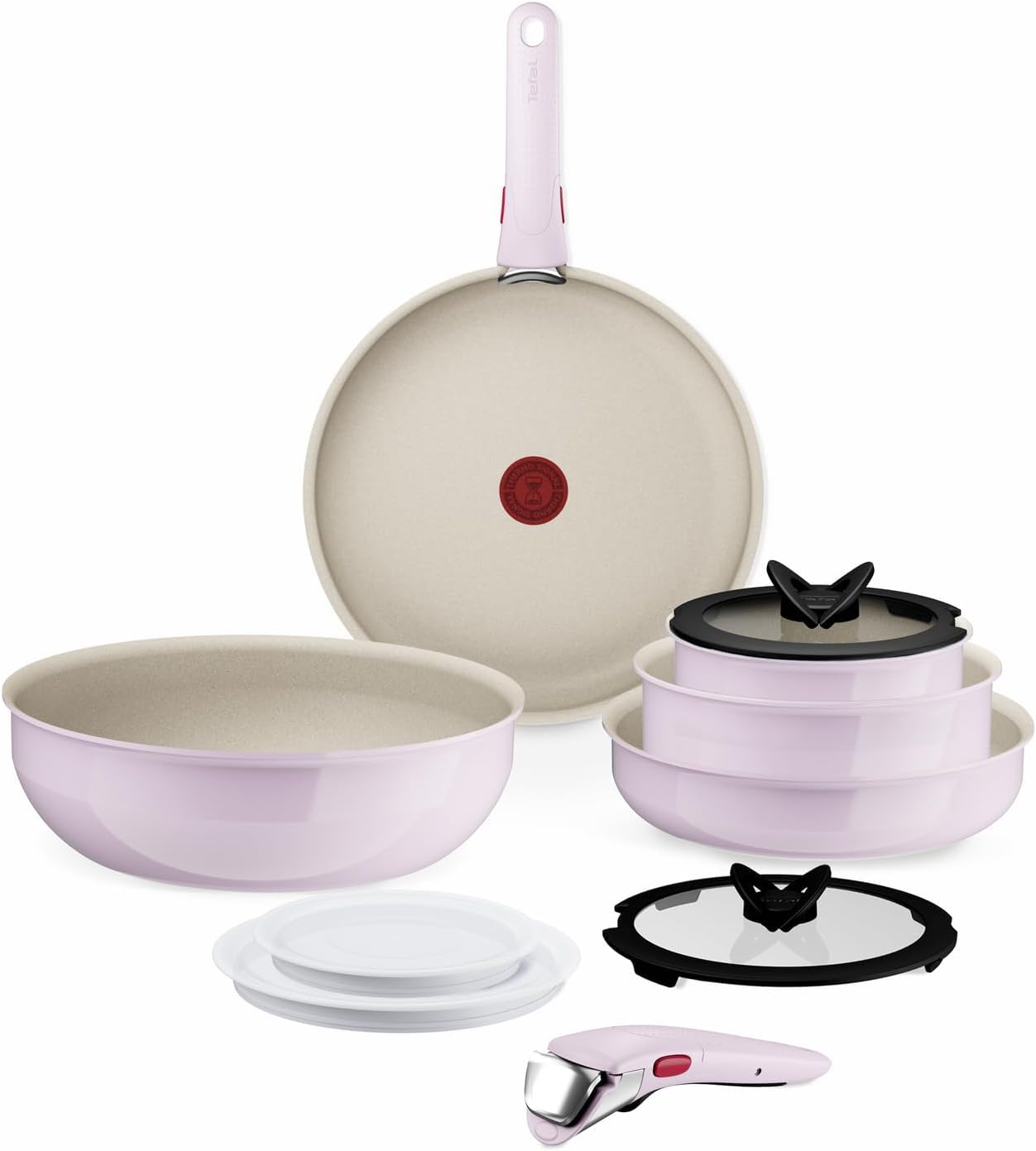 Tefal Ingenio Serenity - Juego de 2 Sartenes 22/28 cm + Wok 26 cm + 2 Cazos 16/20 cm + 4 Accesorios + 2 Mangos, Revestimiento Antiadherente, Apilable, Inducción, Apto lavavajillas y horno, Eucalipto — view 12