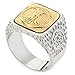 Unique Tree of Life Signet Ring. Platinum Style Surgical Stainless Steel with 18kt Gold Plating. Comfort Fit.
