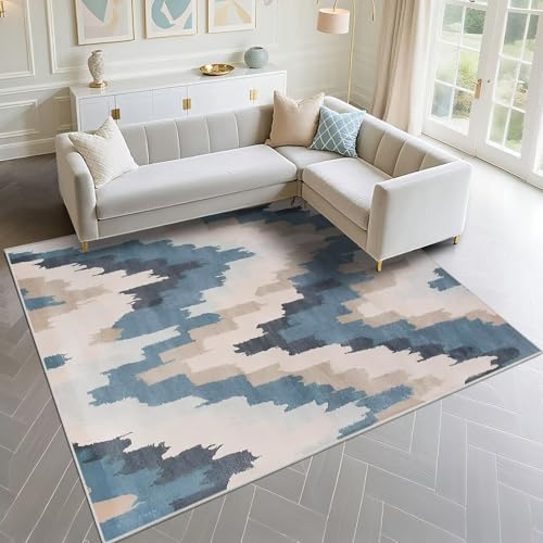 DJHWWD Alfombras De Pie De Cama Fácil De Limpiar 160x230cm, Azul Alfombra Grande Diseño Abstracto para la Entrada del Pasillo de la Sala de Estar