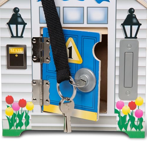 Image of Melissa & Doug Take-Along Wooden Doorbell Dollhouse - Doorbell Sounds, Keys, 4 Poseable Wooden Dolls Portable Doll House, Doorbell House for Kids Ages 3+ (Pack of 6)