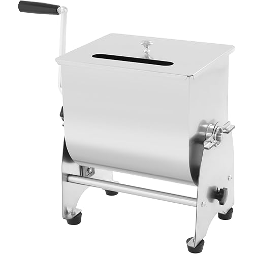 Stainless Steel Manual Meat Mixer, 22 lbs Hand Crank Meat Blender with 90° Tilt Tub, Meat Processing Equipment for Sausage Making, Meatballs, Stuffing, Kitchen Mixer for Home Restaurant Deli