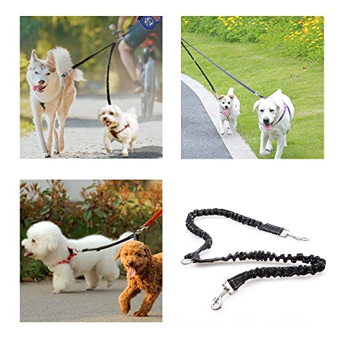 JVHLOV Hundeleine für 2 Hunde, Doppelleine Verstellbar 360°Drehbar Hundeleine, Double Dog Doppelleine Gehen Trainer Leine für Zwei Hunde, für kleine, Mittlere und Große Hunde Schwarz