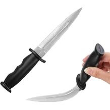 Set of 2 Rubber Training Knives Unsharpened Training Knives for Martial Arts Self-Defence and Safe Training White