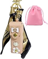 Vista 6 de Llavero de lápiz labial, estuche de cuero para brillo de labios, llavero para lápiz capítulo, accesorios, clips, decoración de llaves de coche