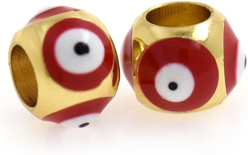 Miniatura 3 de Cuentas espaciadoras coloridas de esmalte malvado, rellenas de oro de 18 quilates, cuentas sueltas de agujero grande, joyería personalizada de 0.315