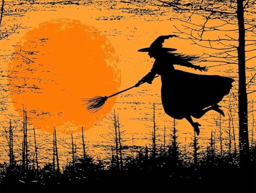 Diamant Peinture Complète Halloween Sorcière Carré 110x150cm AC1627