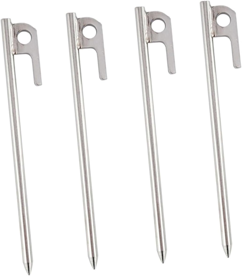 DOITOOL Camping Tent Stakes 4pcs 30cm 304 Stainless Steel Ground Pegs Heavy-Duty Floor Pins for Outdoor Camping Hiking Tent Anchors