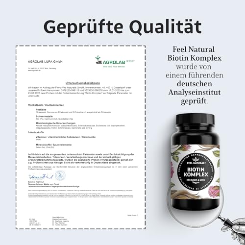 Biotin Komplex mit Selen & Zink – 365 vegane Tabletten – für Haut*, Haare* & Nägel* – hochdosiert, ohne unnötige Zusätze – in Deutschland entwickelt & laborgeprüft
