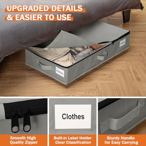 Caja de almacenamiento bajo cama con ruedas y tapa contenedor plegable de ropa 4