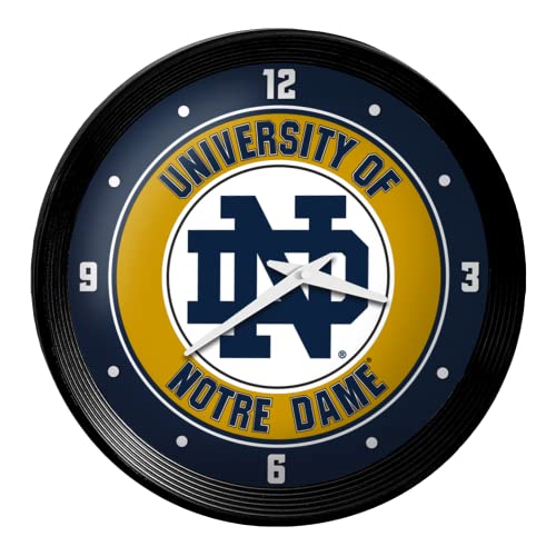 The Fan-Brand for Notre Dame Fighting Irish Ribbed Frame Wall Clock - Team Bar Sign Décor: Home, Dorm, Garage, Office, Fan Cave