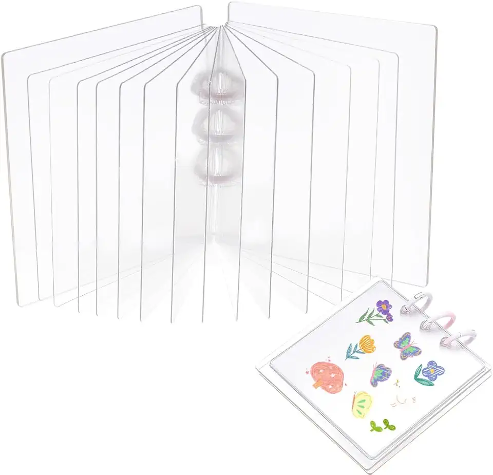 Álbum de recortes DIY 4x4 mini álbum de fotos transparente capa acrílica 3 anéis folha solta fichário livro de memória com 20 folhas páginas de PVC para casamento, família, viagem