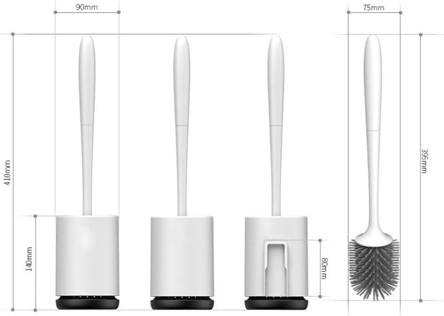 Toilet Brush Simple Toilet Brush Set with Base Toilet Clean Non-Stick Hair Soft Rubber Brush