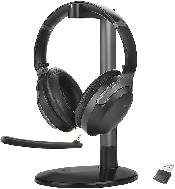 Avantree Multipoint Bluetooth Headphones with Detachable Boom Microphone, Plug & Play with Wireless USB Adapter, Support Computer & Phone at the same time, Noise Cancellation, aptX HD - Aria 8090T