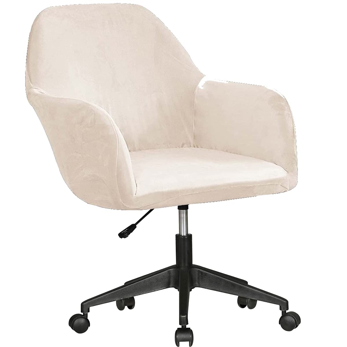 XGANGM Velvet Office Chair Slipcover 1/4/2 Piece with Arms Swivel Curved Back Dining Desk Chair Cover Modern Office Computer Chair Protector for Home Kitchen Living Room,Beige,4PCS
