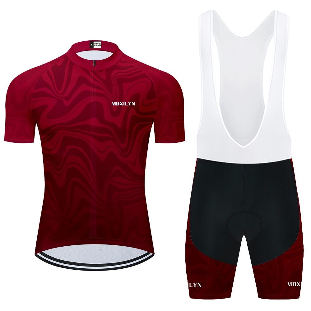 Moxilyn Maillot Cyclisme Homme Tenue,Respirant Maillot Velo Route avec 20D Gel Tenue VTT SéChage Rapid Shirt Cycliste
