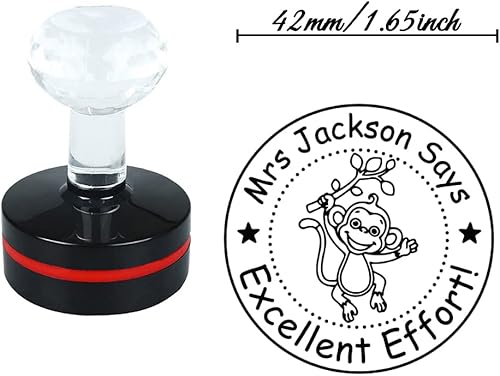 Miniatura 2 de StampsbyJoyce RFS1087 - Sello escolar personalizado con autoentintado con excelente esfuerzo, sello redondo con monograma, rojo, azul, negro, verde,