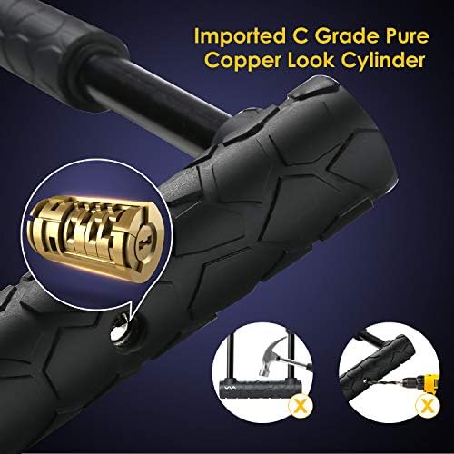Bike Lock,20mm Heavy Duty Combination Bicycle u Lock Shackle 4ft Length Security Cable with Sturdy Mounting Bracket and Key Anti Theft Bicycle Secure Locks