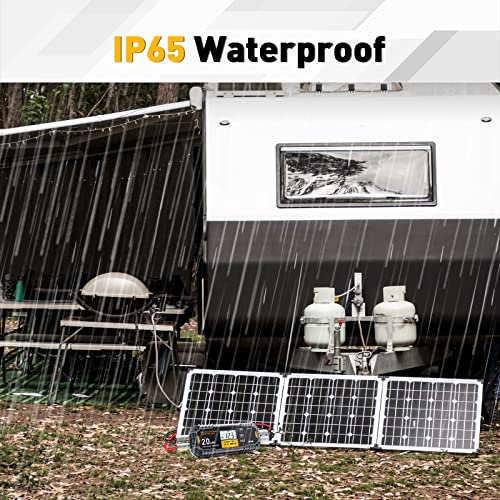 Lnex 20A Waterproof Solar Charge Controller With Anderson Connectors, 12V/24V Pwm Solar Controller With Lcd Display For Lifepo4,Agm, Gel, Flooded And Lithium Battery #TOP4