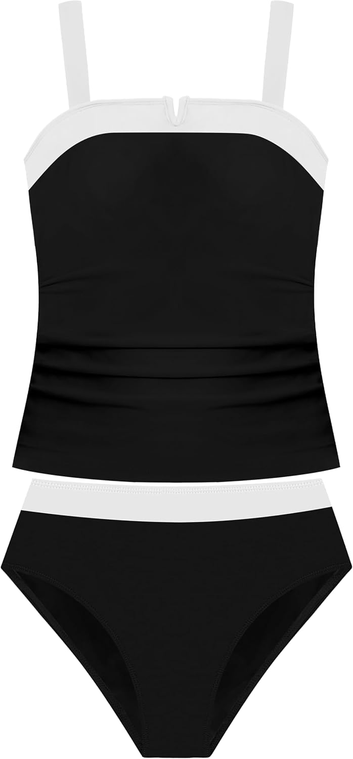 Girls Swimsuit Color Block 2 Piece Bathing Suits Quick Dry Swimsuits for Teens Size 9-16Y