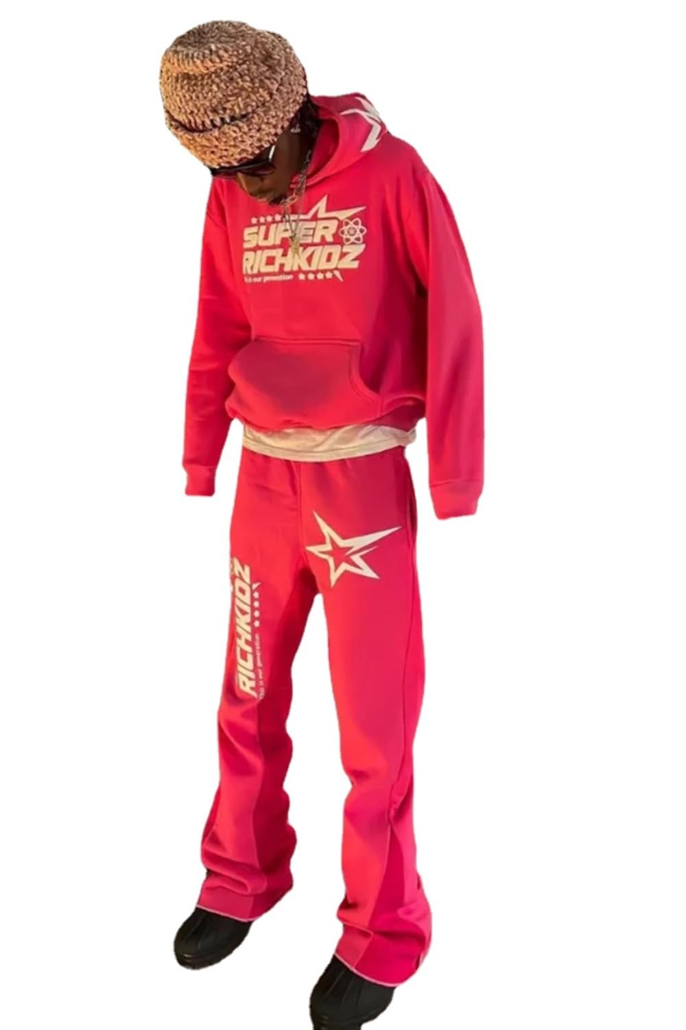 Women's Casual 2 Piece Sweatsuits Fashion Star Letter Print Hoodies Jogger Sweatpants Set Tracksuits