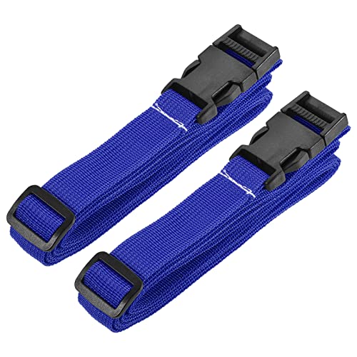 Image of MECCANIXITY Utility Strap with Buckle 1x98 Inch Polyester Quick Release Adjustable Belt for Travel Outdoor Bag Luggage Packing (Blue, Pack of 2)