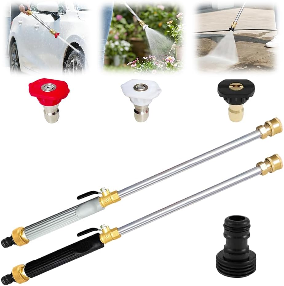 Jet Nozzle Power Washer for Garden Hose with 3 high-pressure nozzles, 2026 New Pressure Washer, Turn Any Hose Into a High Pressure Water Jet for Patio Garden Outdoor Cleaning (Black+Gray)
