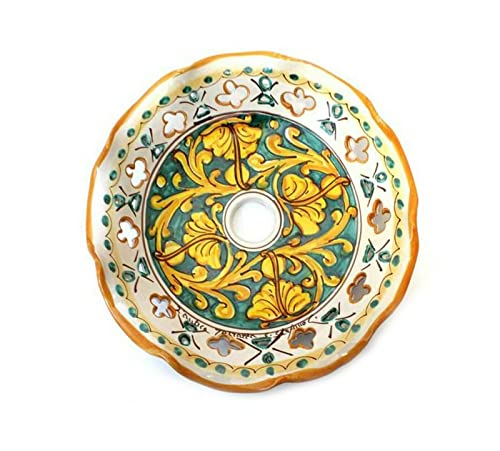 Piatto in ceramica ricambio per lampadario decorato e firmato a mano dai maestri ceramisti di santo stefano di camastra art. martina