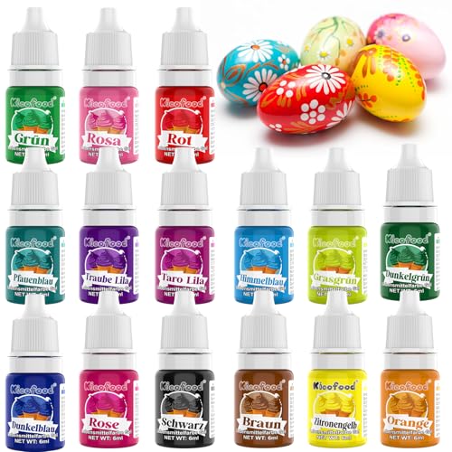 Lebensmittelfarbe Gel - 15 Farben Lebensmittelfarbe Paste Set, Hochkonzentrierte Tortendeko Essbar lebensmittelfarben für Torten Deko, Backen, Kekse, Macaron, DIY, Teig, Toppings - 6ml
