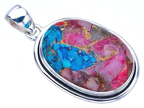 Pendentif calcédoine de cuivre fait main en argent 925