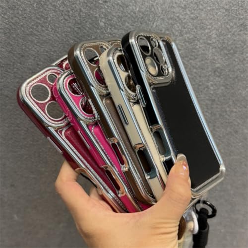 Protection antichoc iPhone 13 étui en cuir magenta de luxe robuste