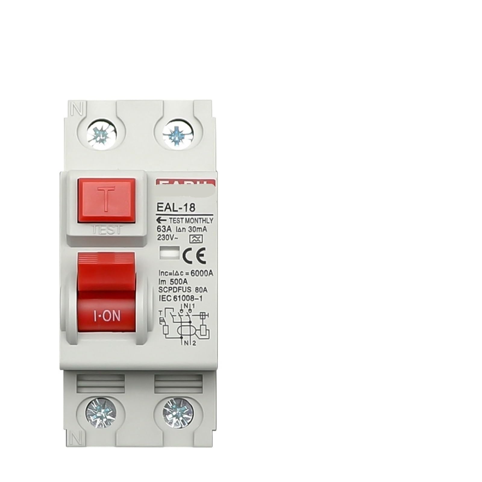 Disyuntor de corriente residual electromagnética 2P 63A 300mA Tipo A disyuntor