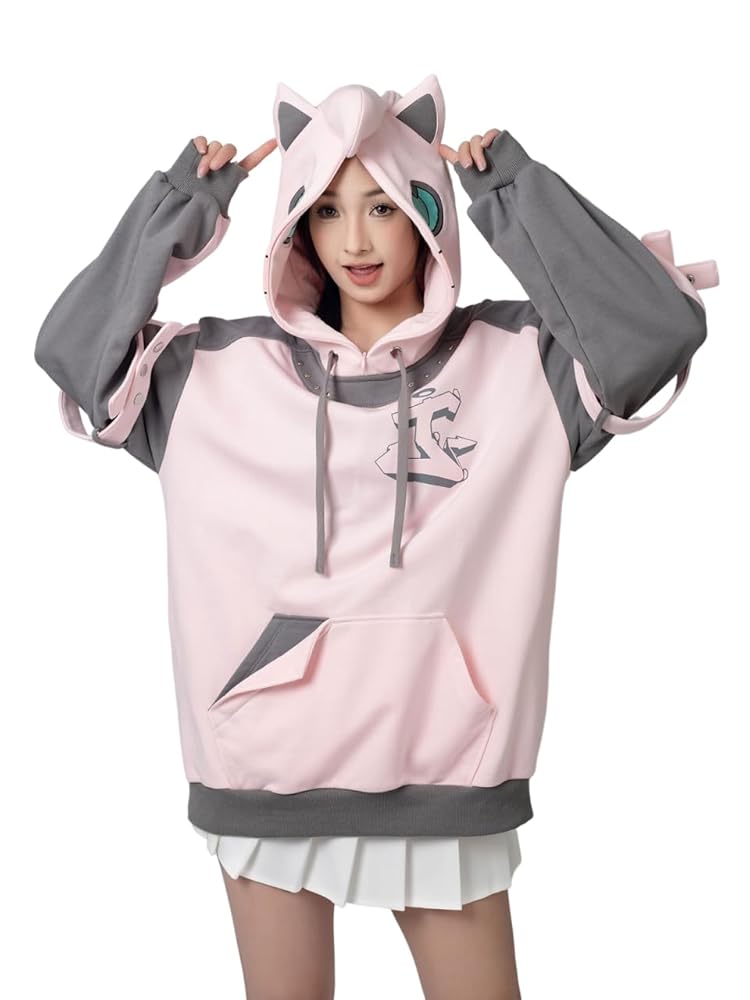 Amazon.com: Cosfun Womens Cat Ears Hoodies Full-zip Hoodies