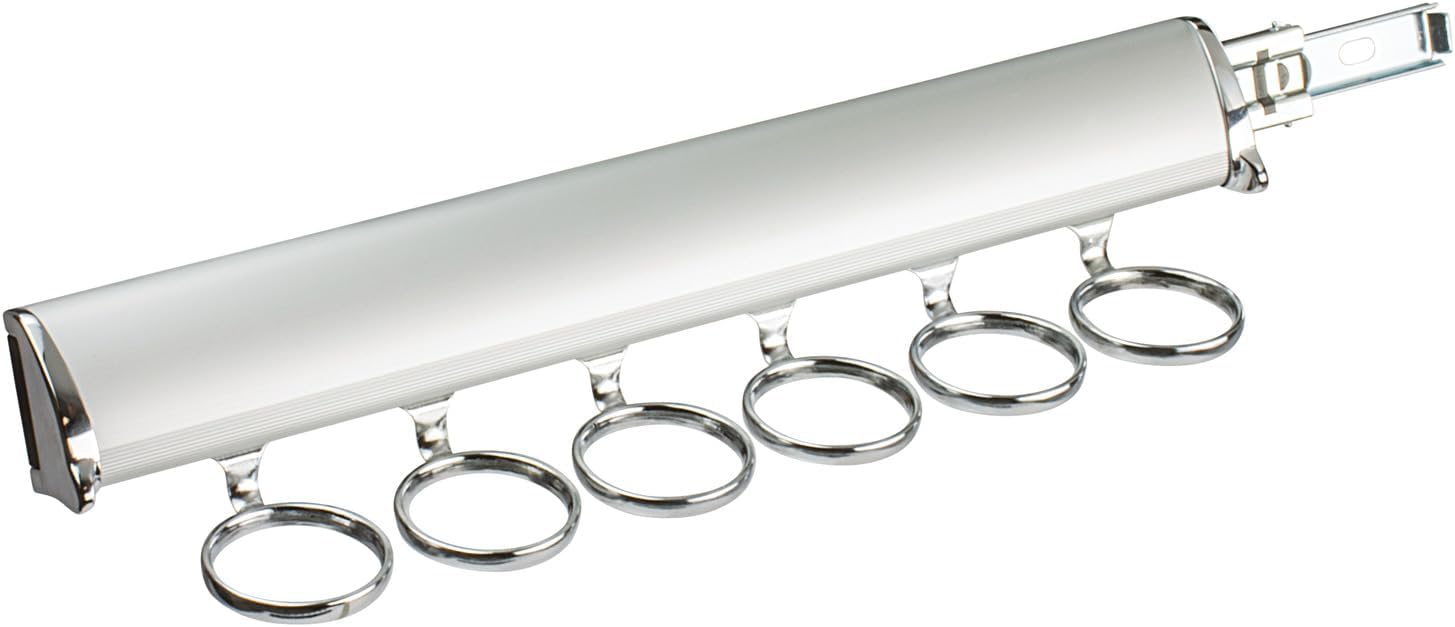 TAG Hardware Premium 6 Hook 13 7/8 Inch Long Full Extension Pullout Closet Wardrobe Scarf Rack (Polished Chrome)